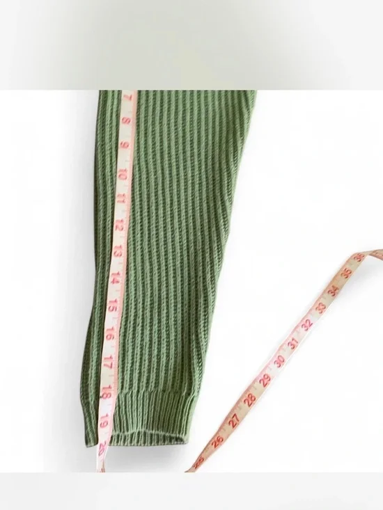 Preppy Minimalist Size M Olive Ribbed Cropped Sweater - Women - Picture 5 of 7